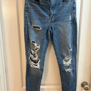 American Eagle Outfitters Ripped Blue Skinny Jeans